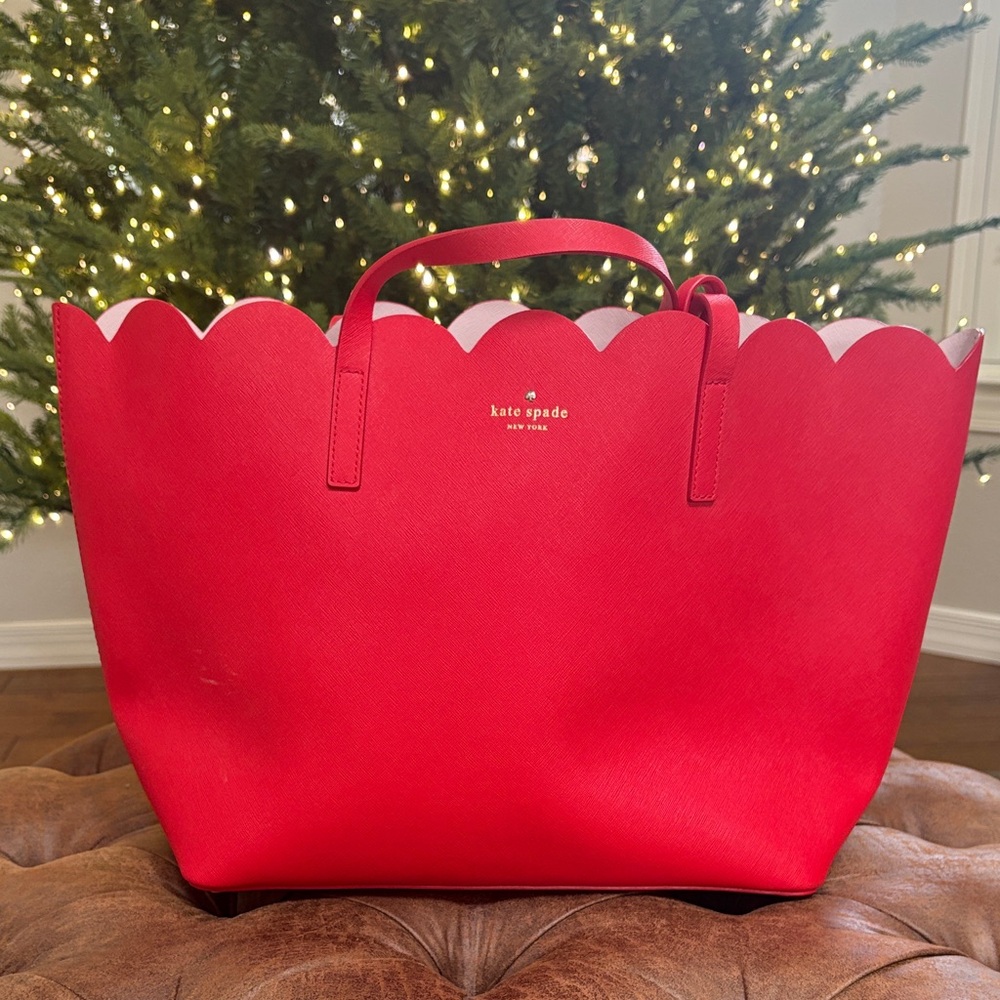 Kate Spade Vibrant Red Scalloped Tote